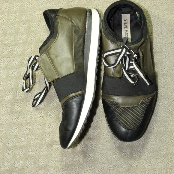 Steve Madden Kacie Women's Sz 10 Army Green Sneakers - Picture 1 of 6
